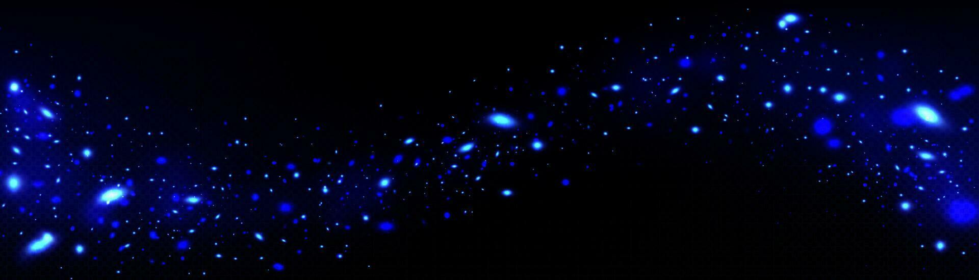 Blue fireflies glowing on dark background vector
