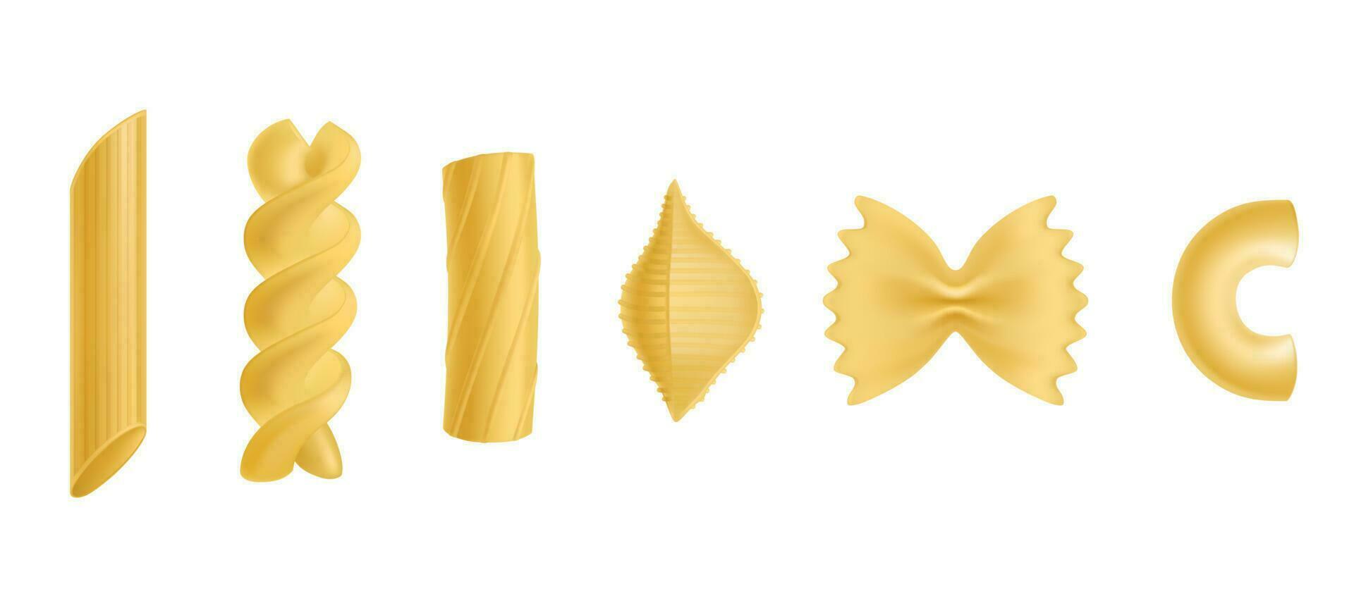 Pasta and macaroni isolated design elements set vector