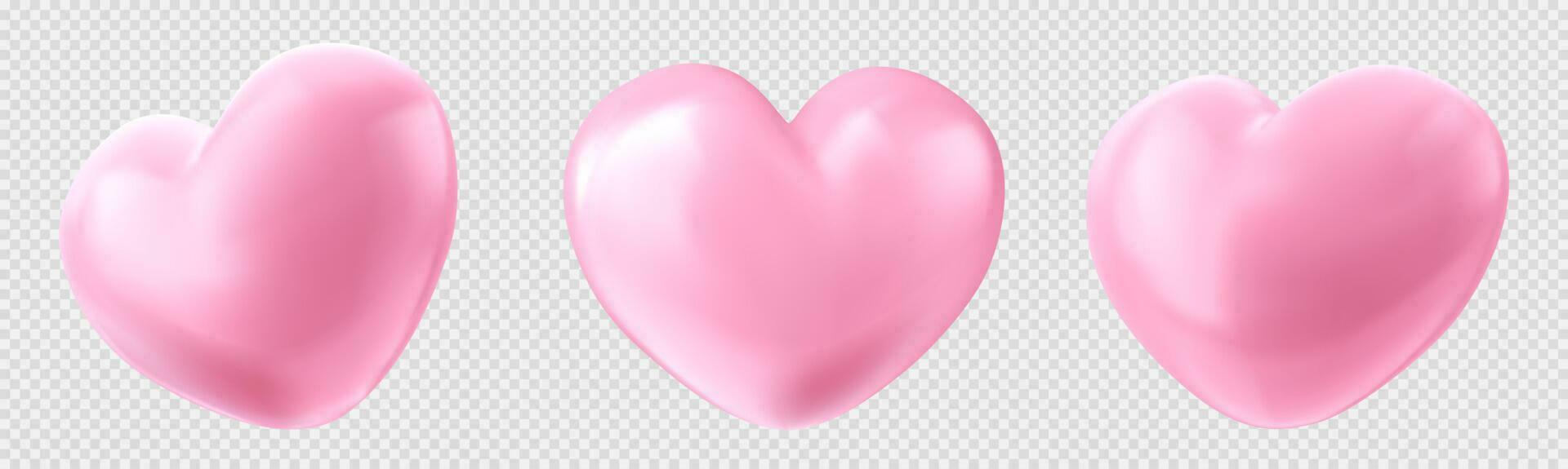 Realistic set of heart shape balloons set vector