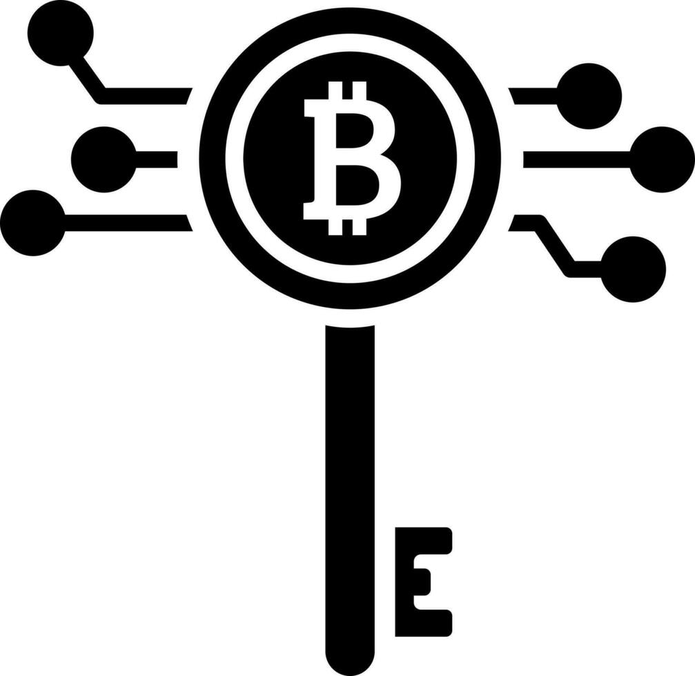 Crypto digital key glyph icon or symbol. vector