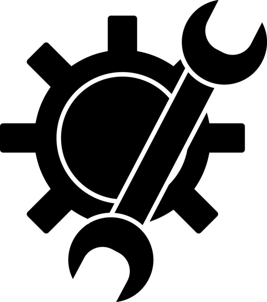 Cogwheel with wrench icon. vector