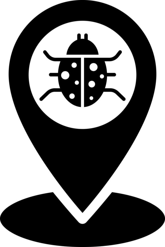 Location pointer with bug icon. vector