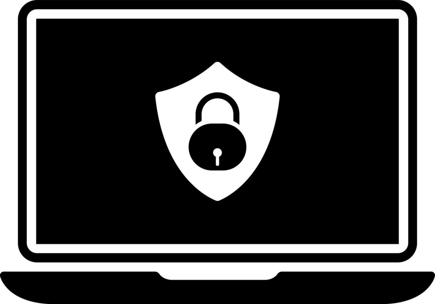 Laptop lock cyber security icon. vector