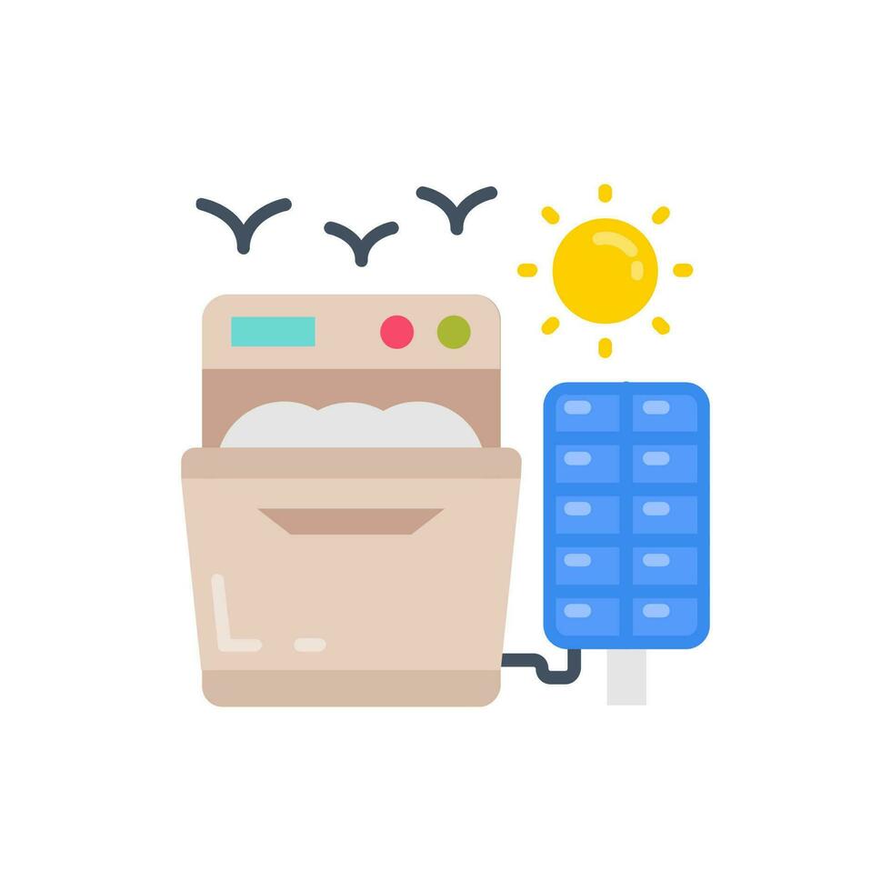 solar plato lavadora icono en vector. ilustración vector