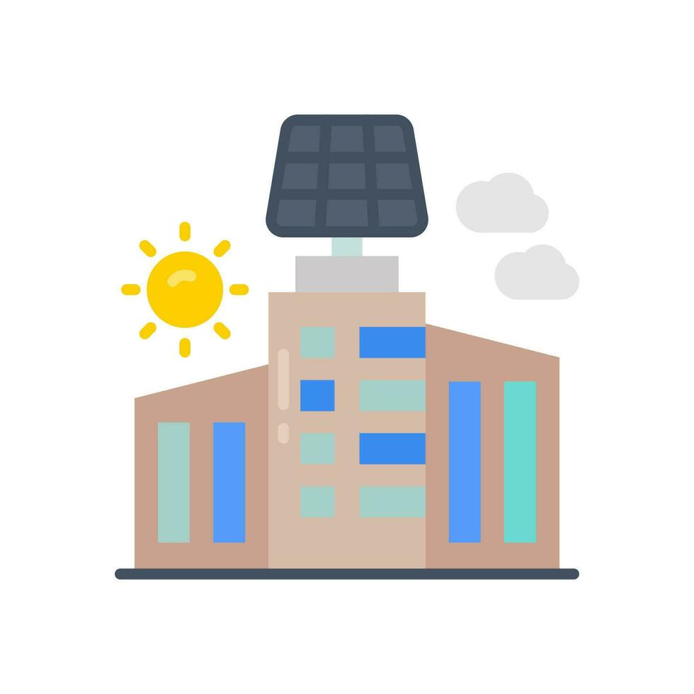 Solar Powered Building icon in vector. Illustration vector