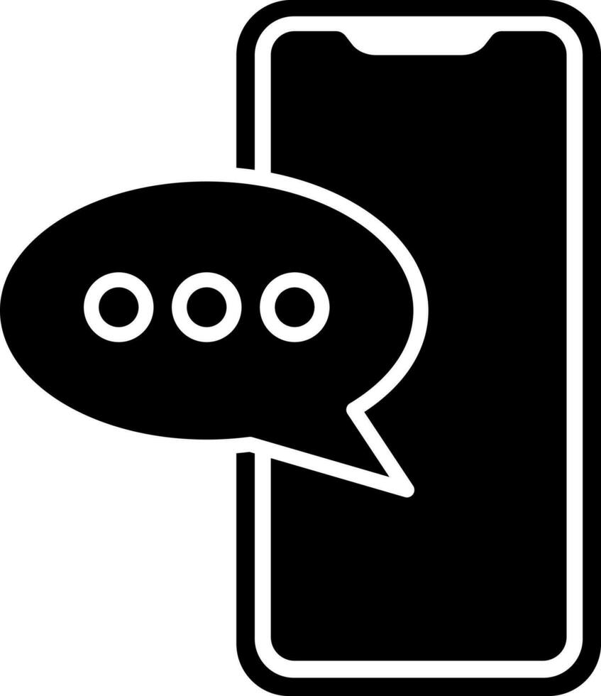 Online chatting from smartphone glyph icon or symbol. vector