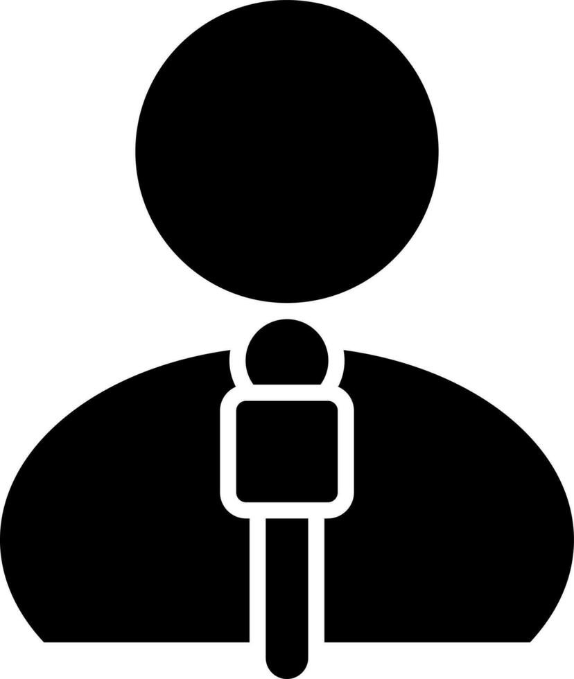 Man with microphone glyph icon or symbol. vector