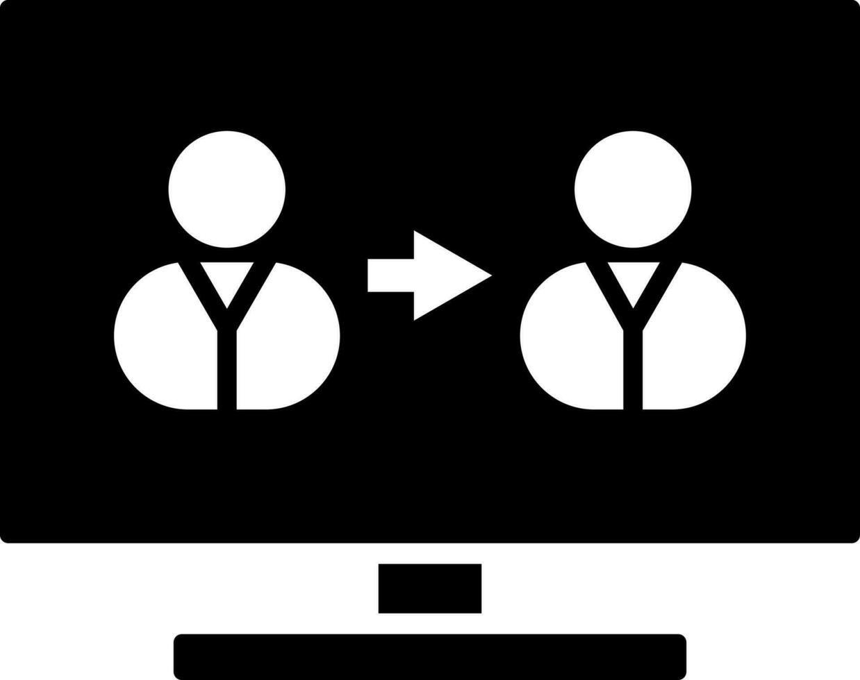 en línea usuario conexión desde computadora icono. vector