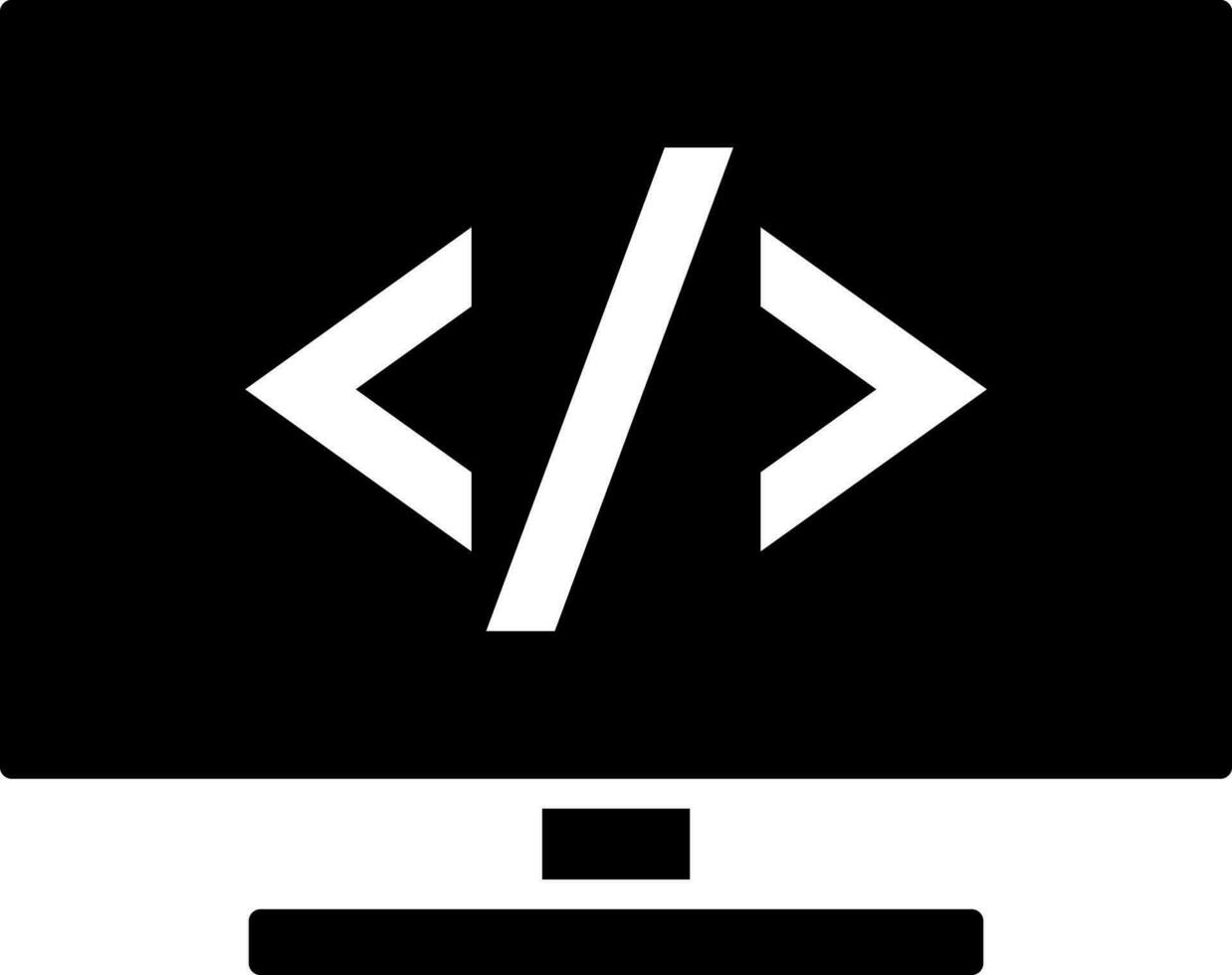 Computer coding icon in flat style. vector
