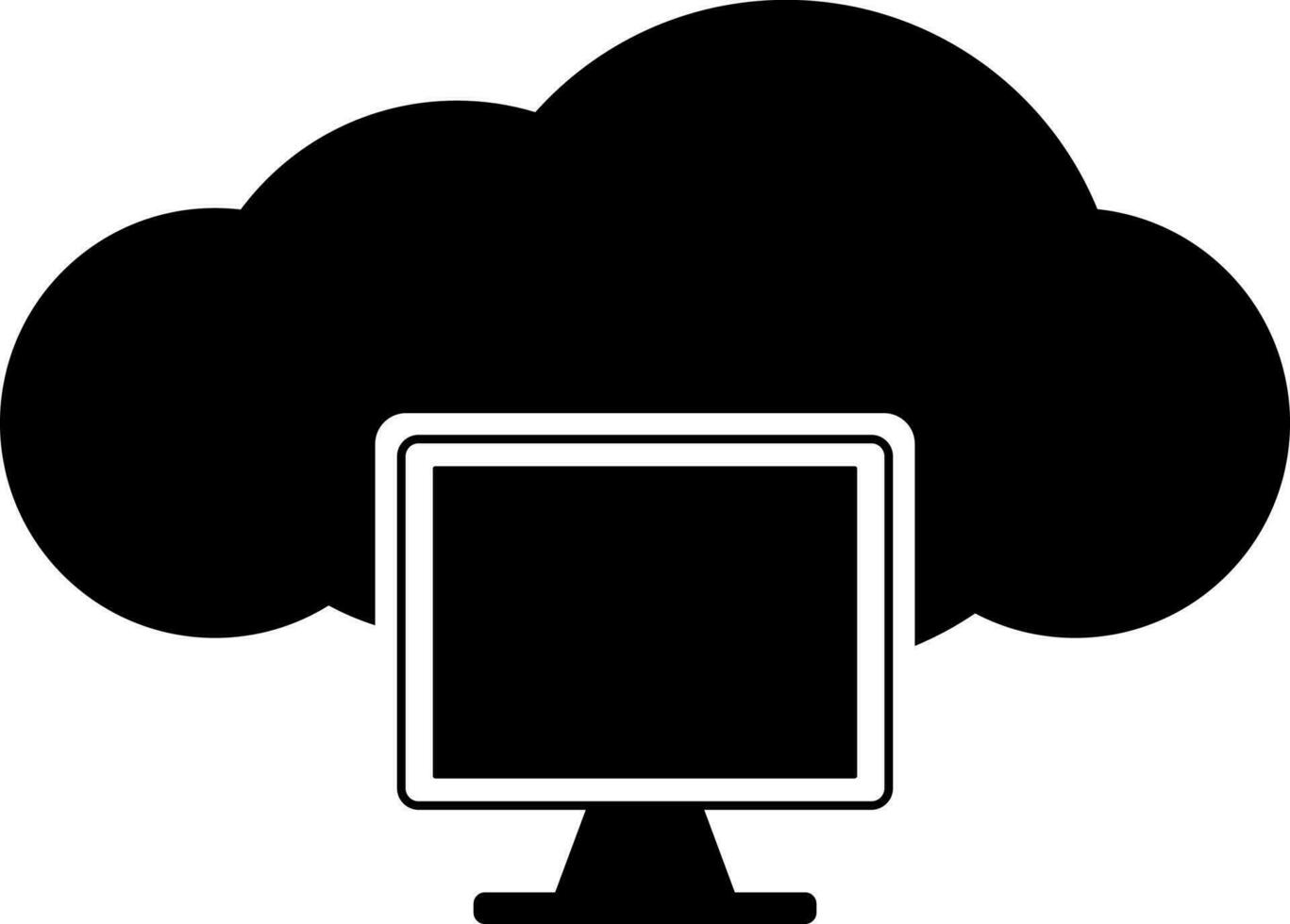 Black cloud and blank computer. vector