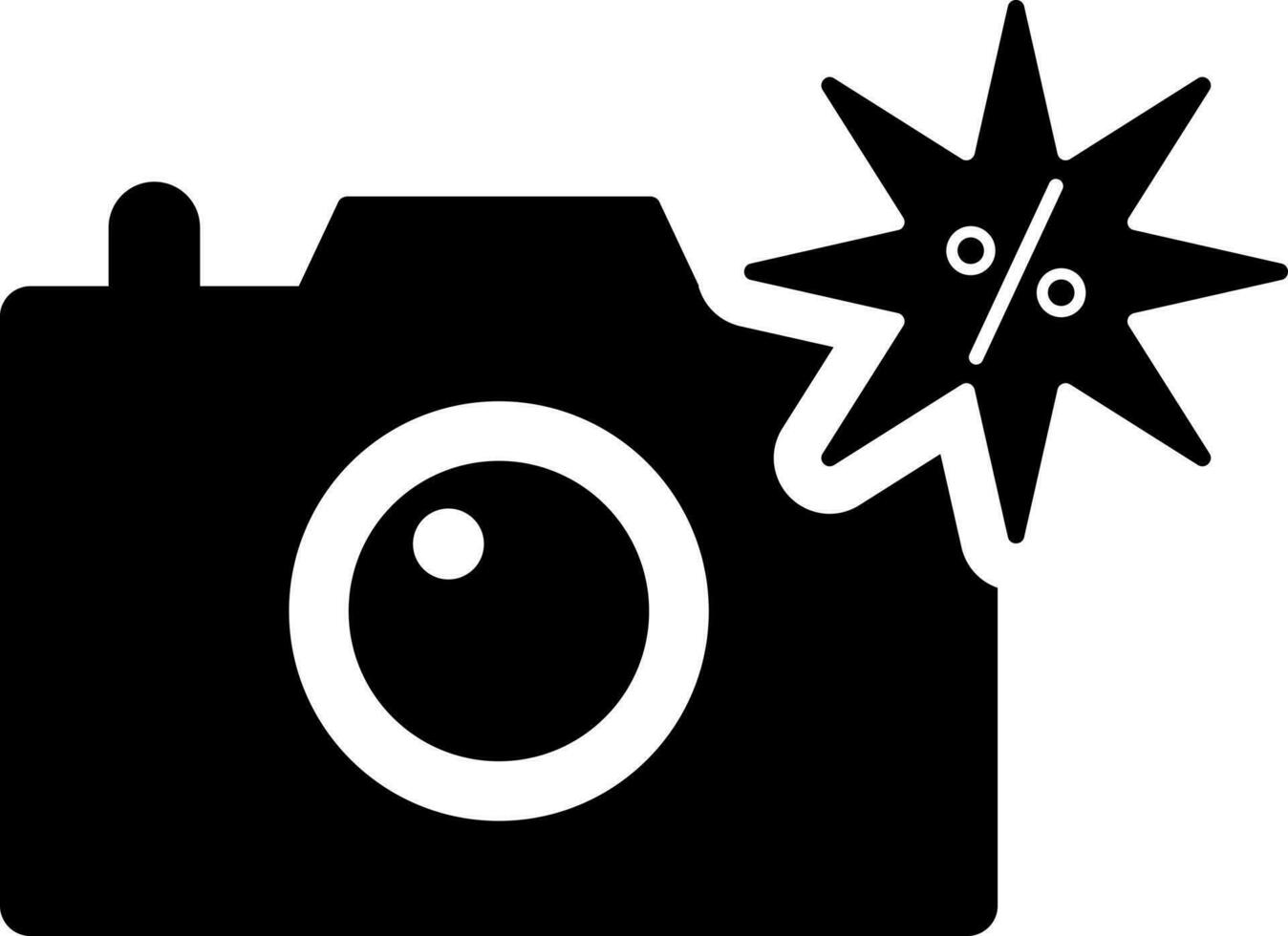 digital cámara en rebaja descuento precio glifo icono. vector