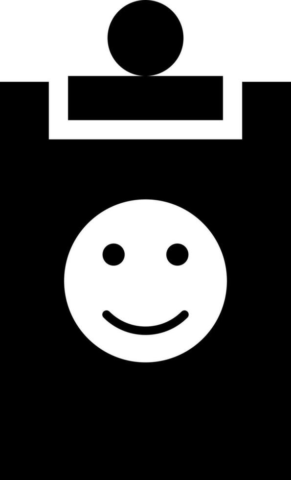 Smile symbol on clipboard icon or symbol. vector