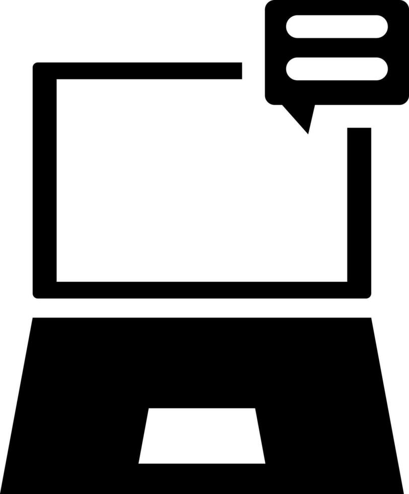 Online chatting by laptop icon or symbol. vector