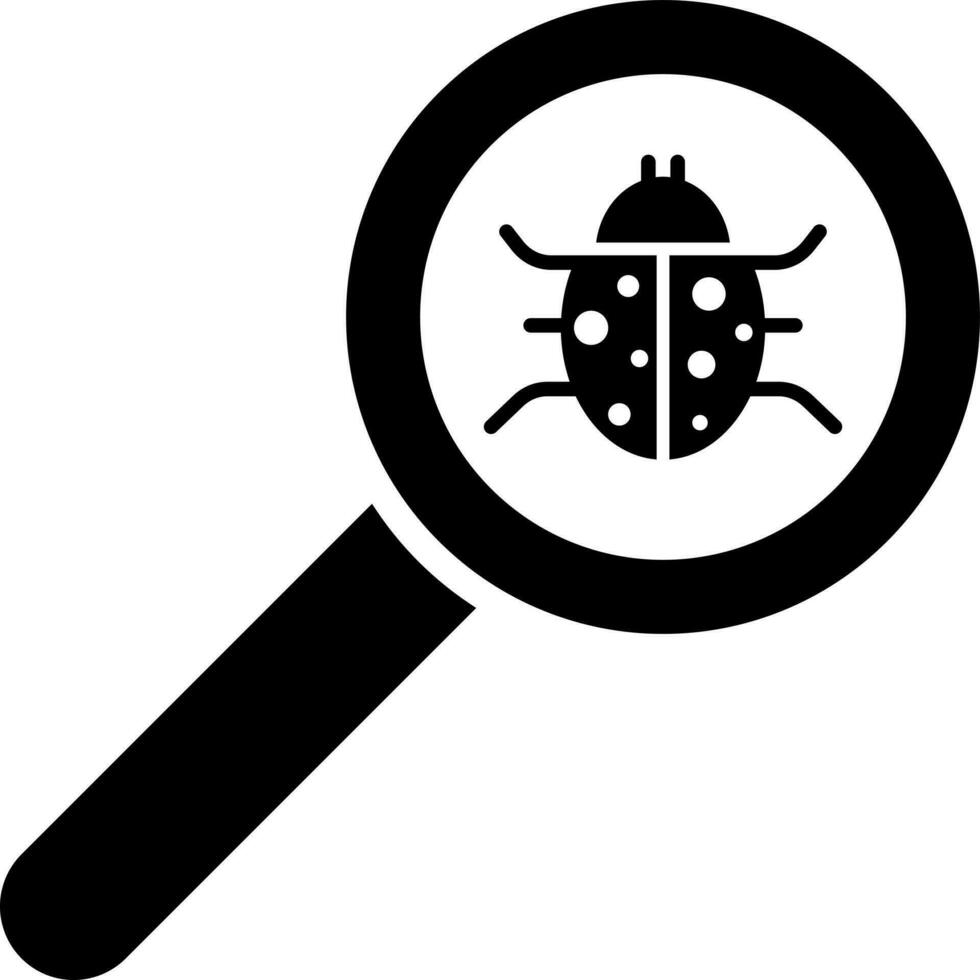 Bug search glyph icon or symbol. vector