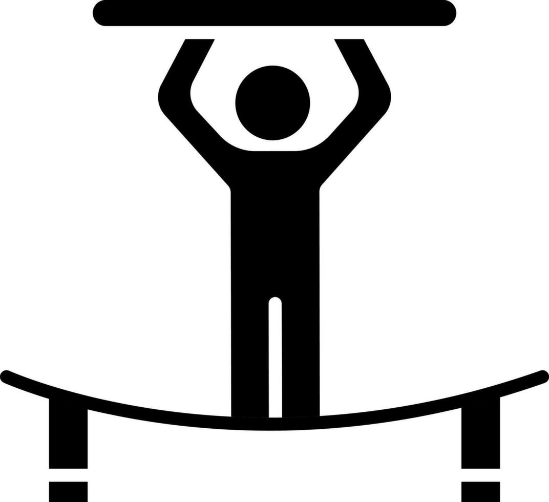 Circus artist balances on rope icon. vector