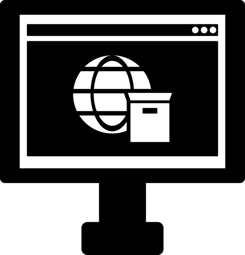 Online international delivery service app in computer icon. vector