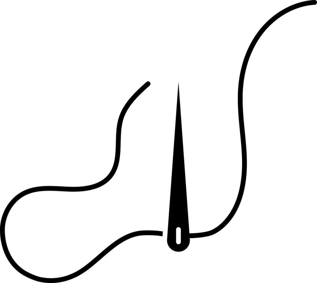 Sewing needle icon in black color. vector