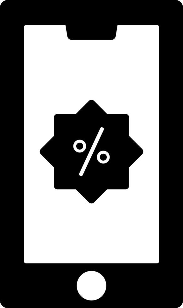 Online Discount Offer Shopping App in Smartphone glyph icon. vector