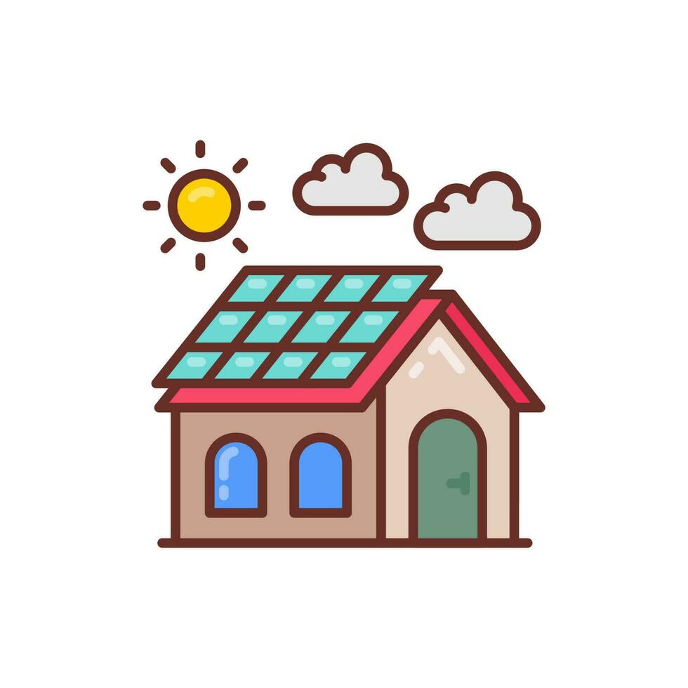 Solar House icon in vector. Illustration vector