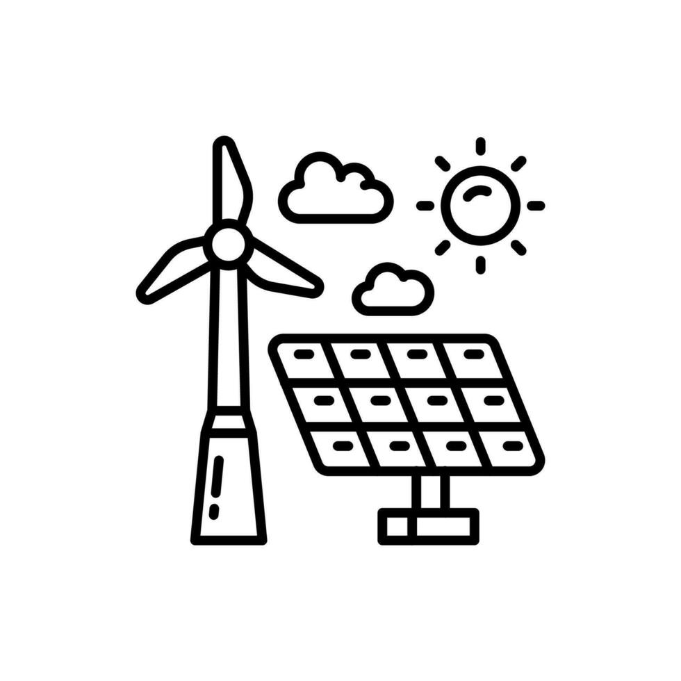 Solar Wind Power icon in vector. Illustration vector