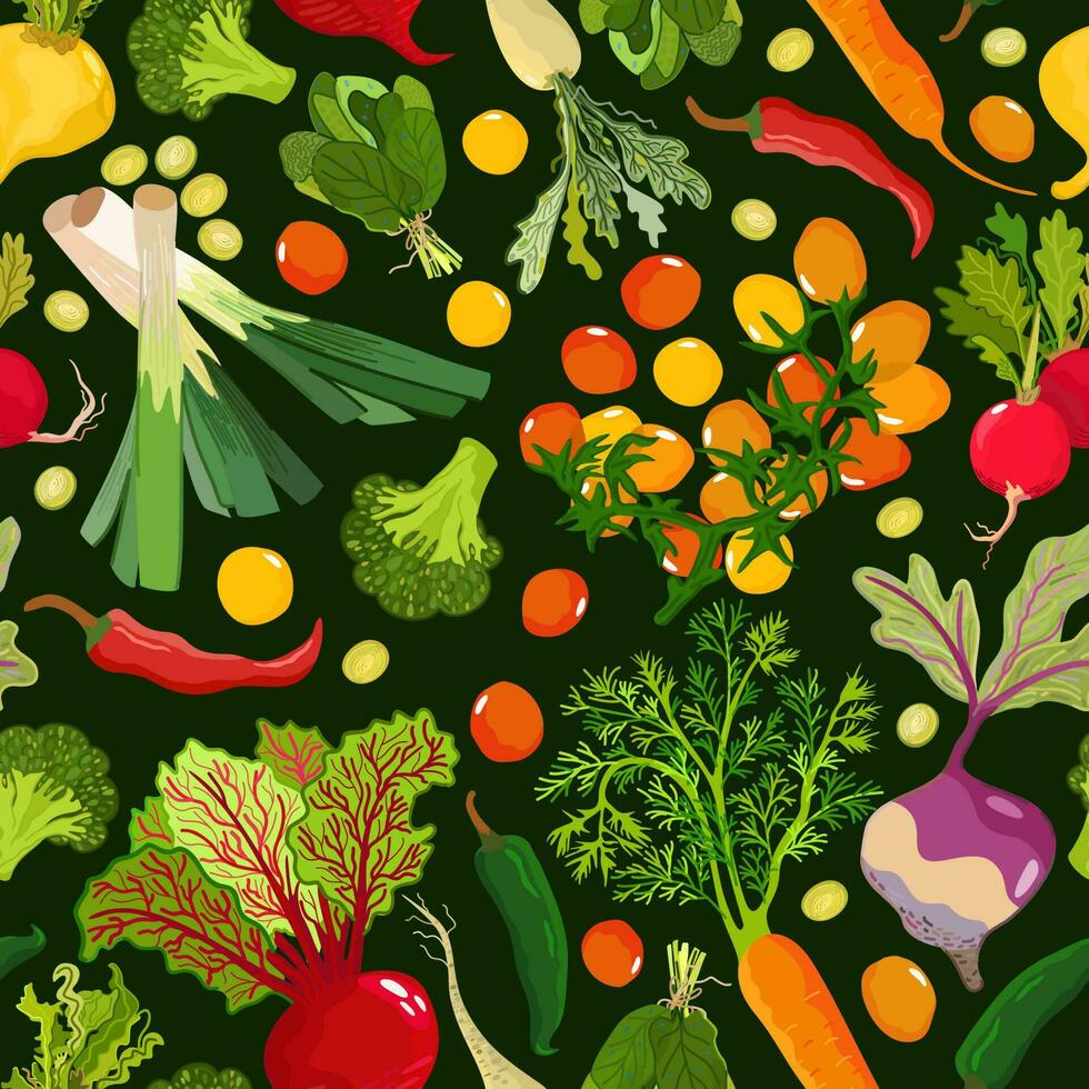 Summer vegetables. Vector seamless pattern.