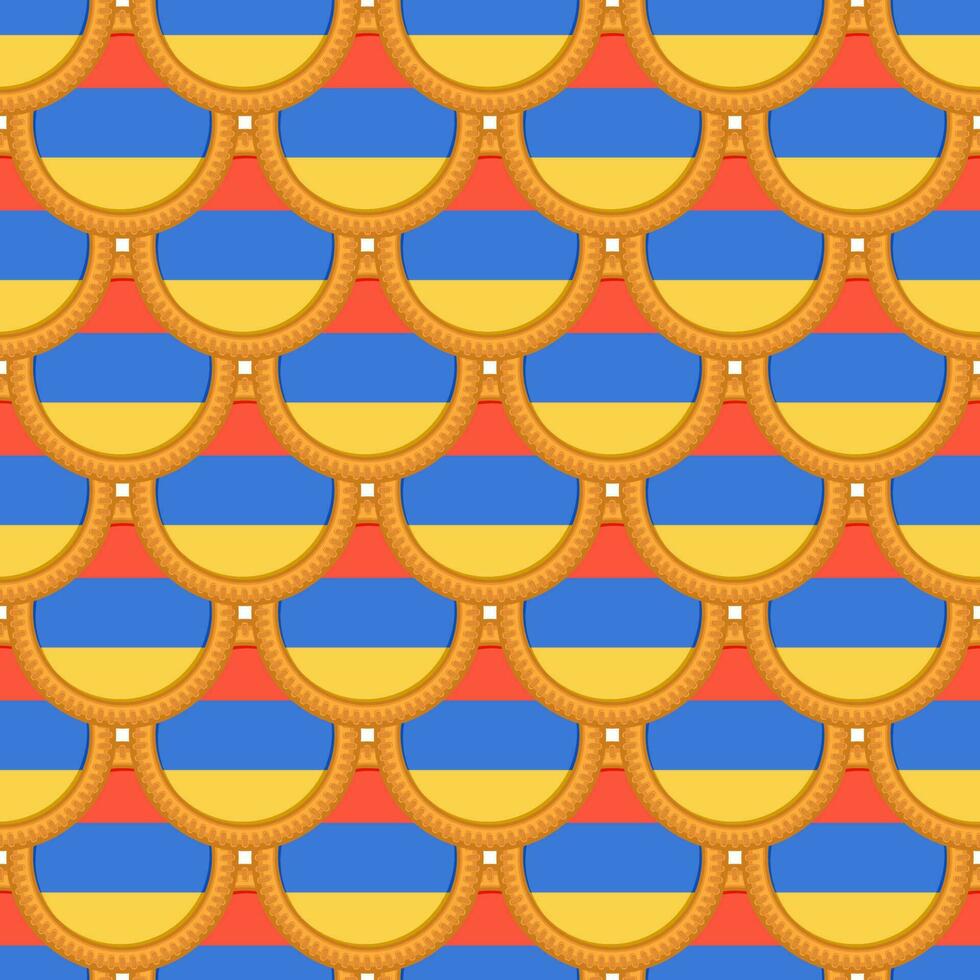 Pattern cookie with flag country Armenia in tasty biscuit vector