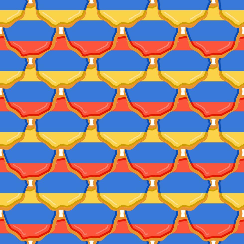 Pattern cookie with flag country Armenia in tasty biscuit vector