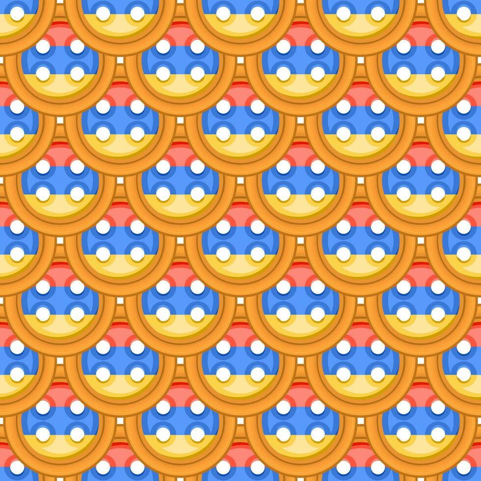 Pattern cookie with flag country Armenia in tasty biscuit vector