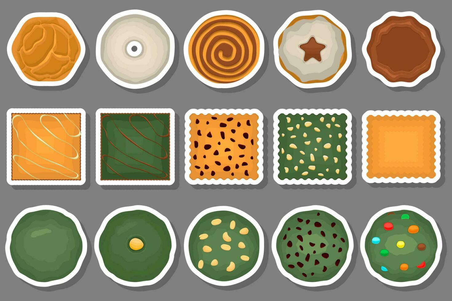 Big set homemade cookie different taste in pastry biscuit vector