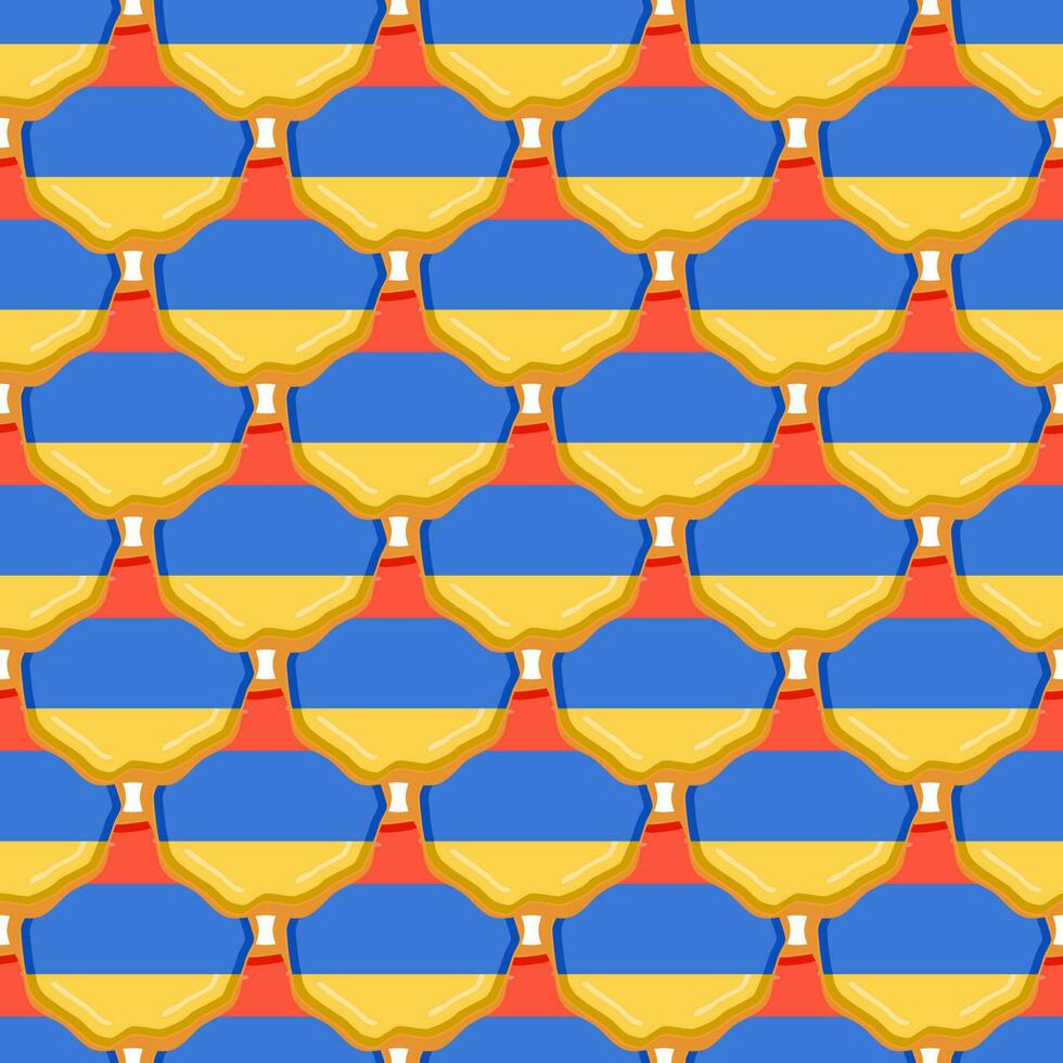 Pattern cookie with flag country Armenia in tasty biscuit vector