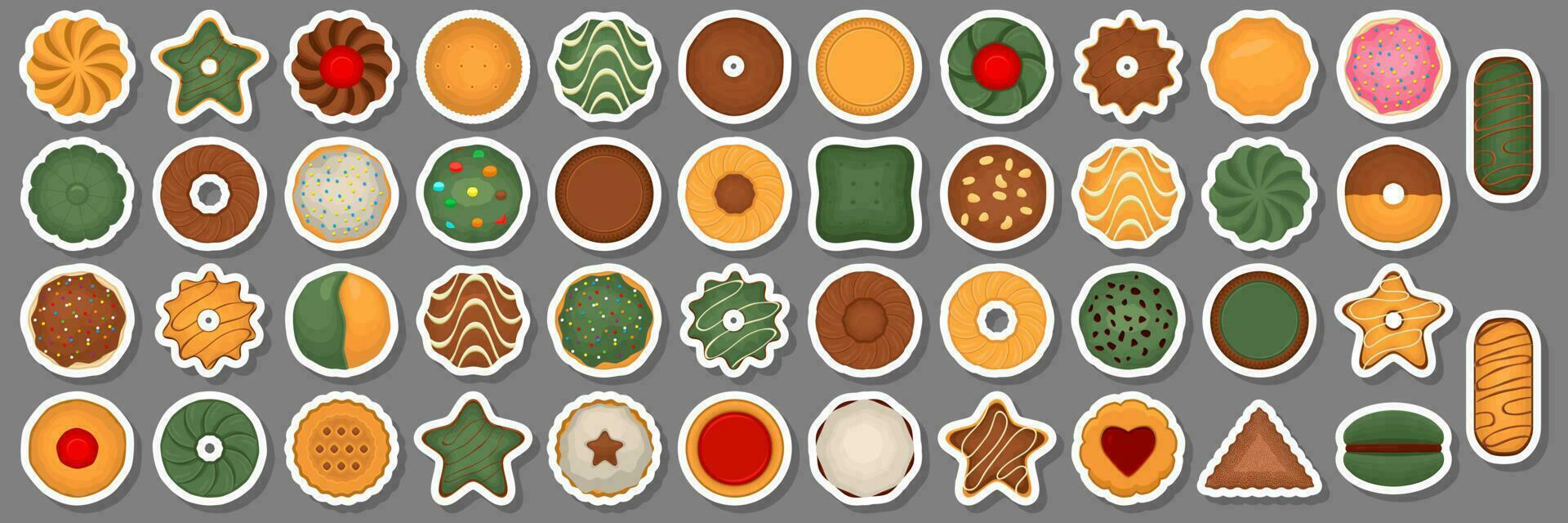 Big set homemade cookie different taste in pastry biscuit vector