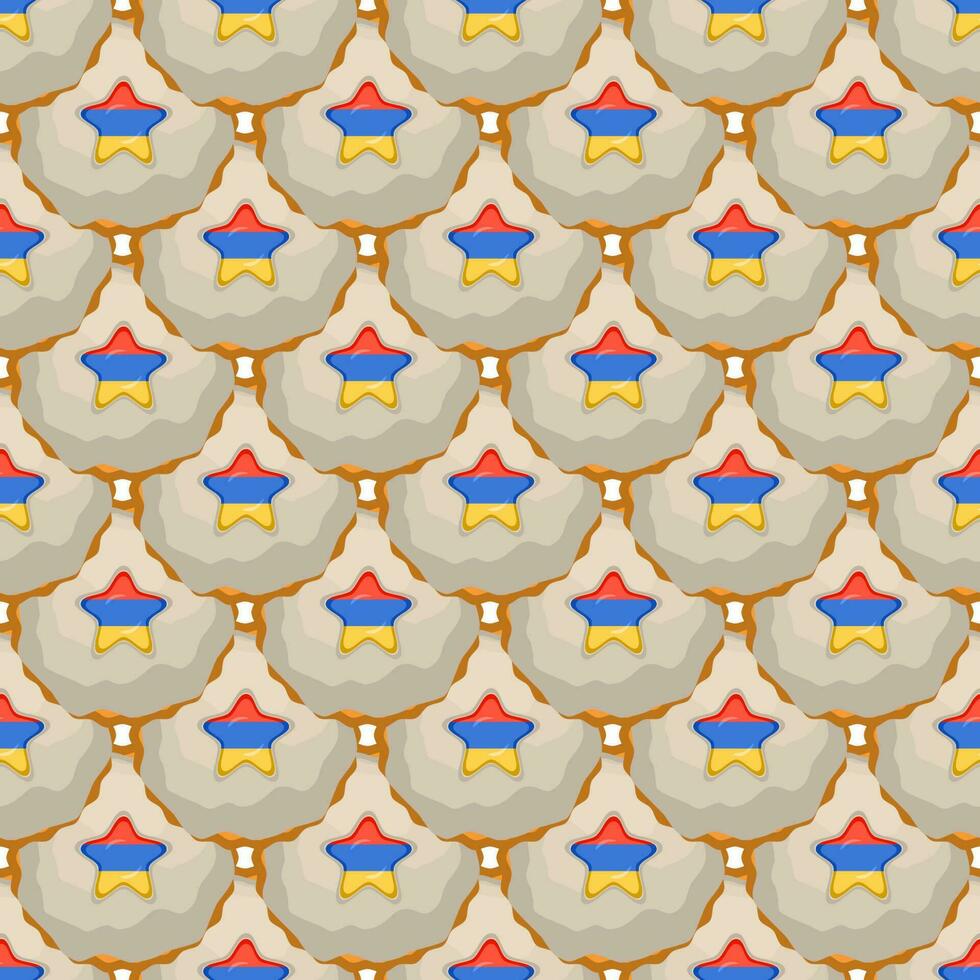 Pattern cookie with flag country Armenia in tasty biscuit vector