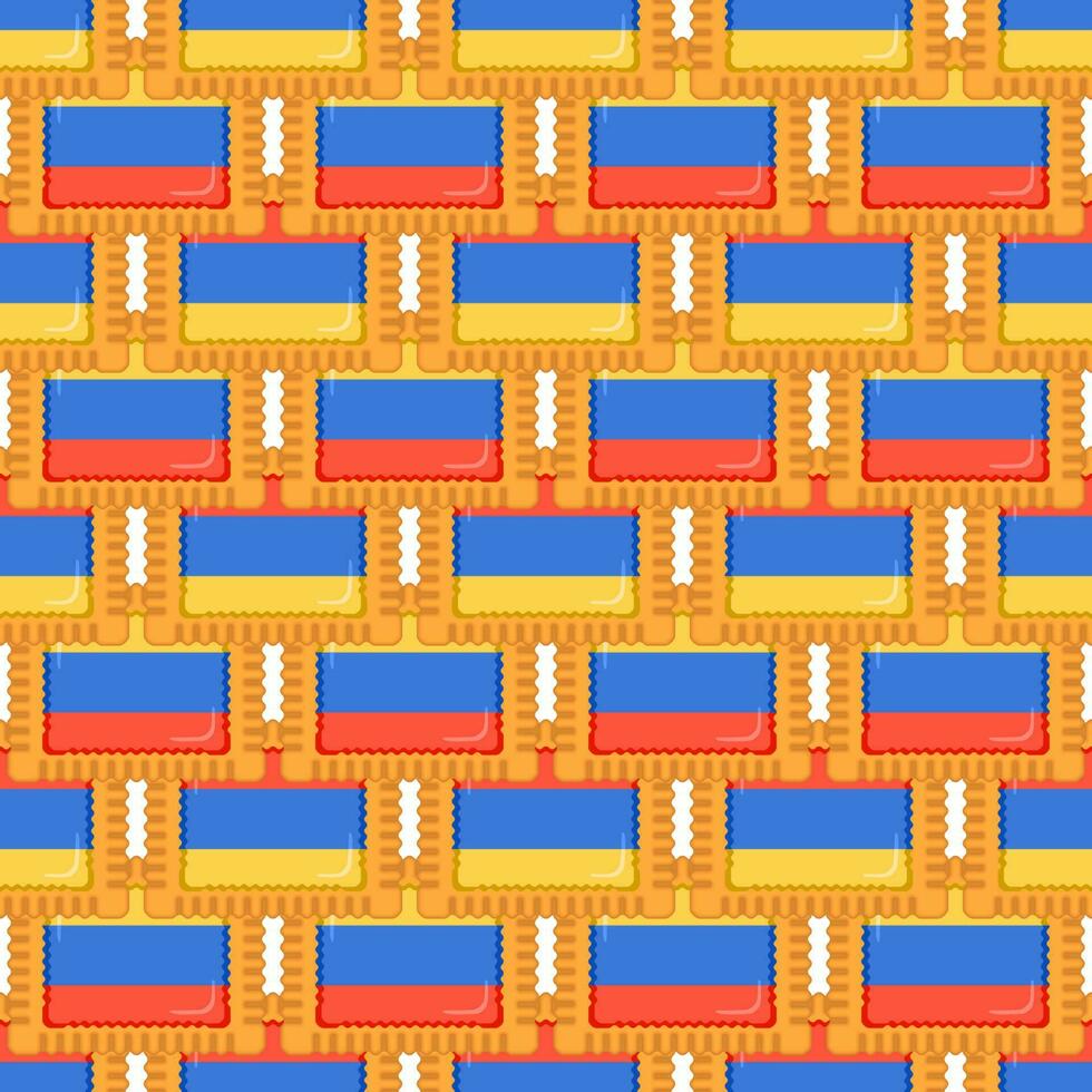 Pattern cookie with flag country Armenia in tasty biscuit vector