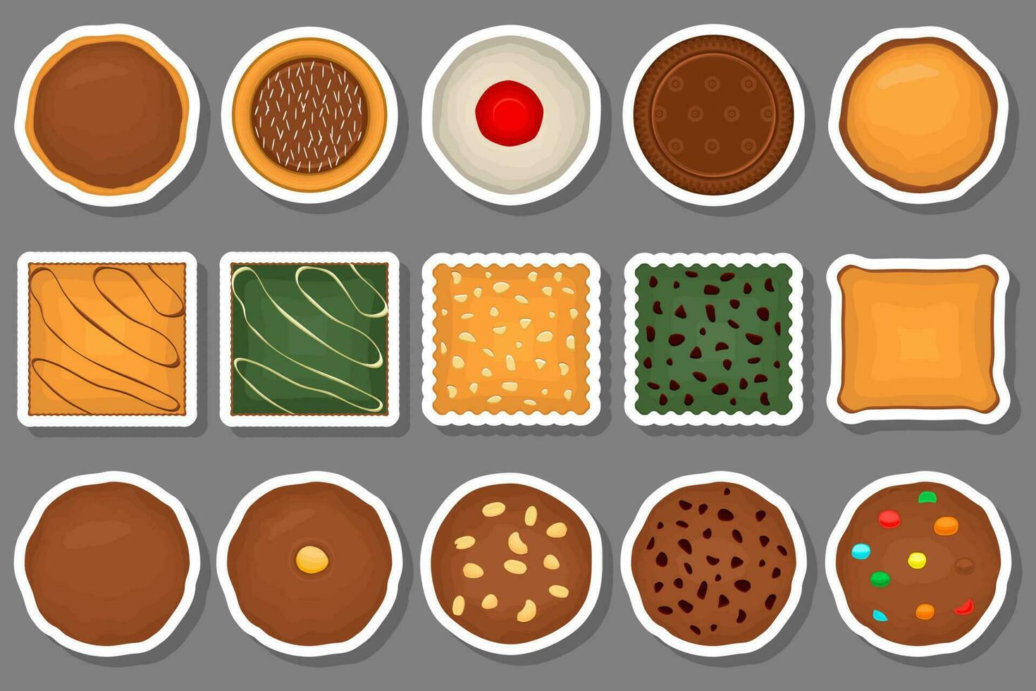Big set homemade cookie different taste in pastry biscuit vector