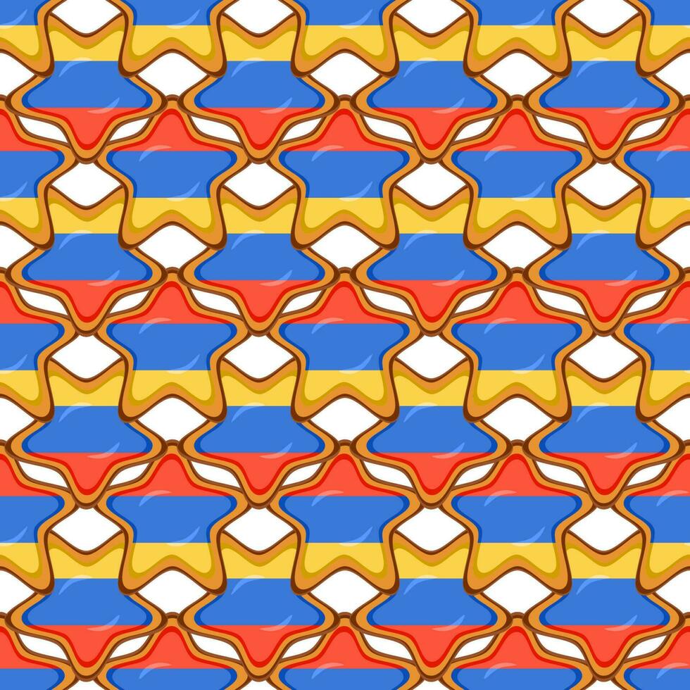 Pattern cookie with flag country Armenia in tasty biscuit vector