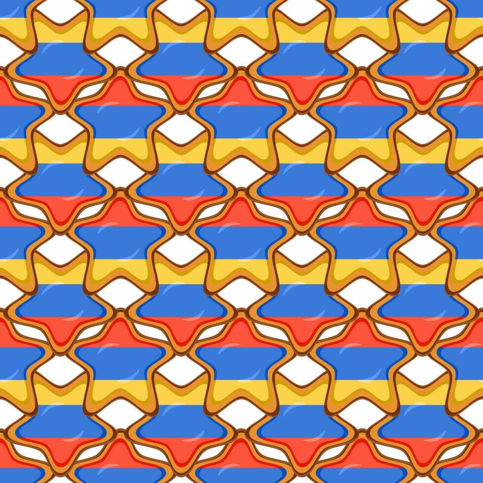 Pattern cookie with flag country Armenia in tasty biscuit vector