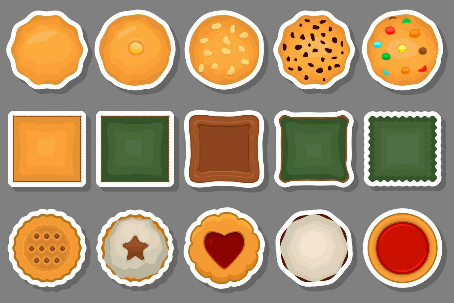Big set homemade cookie different taste in pastry biscuit vector