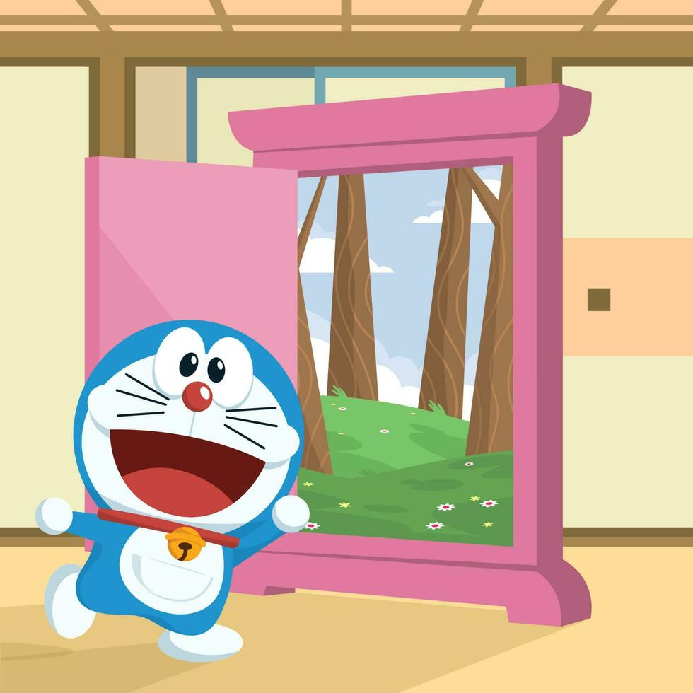 Robot Cat And The Door To Anywhere vector