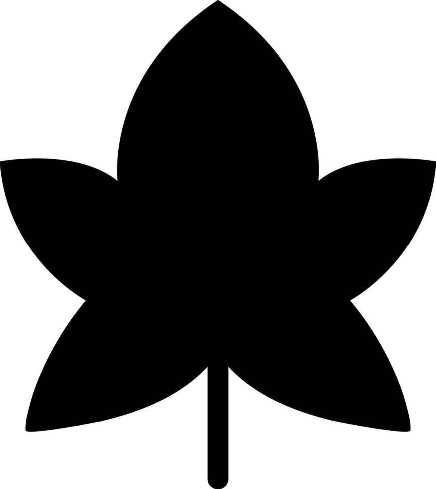 Flat style black maple leaf on white background. vector