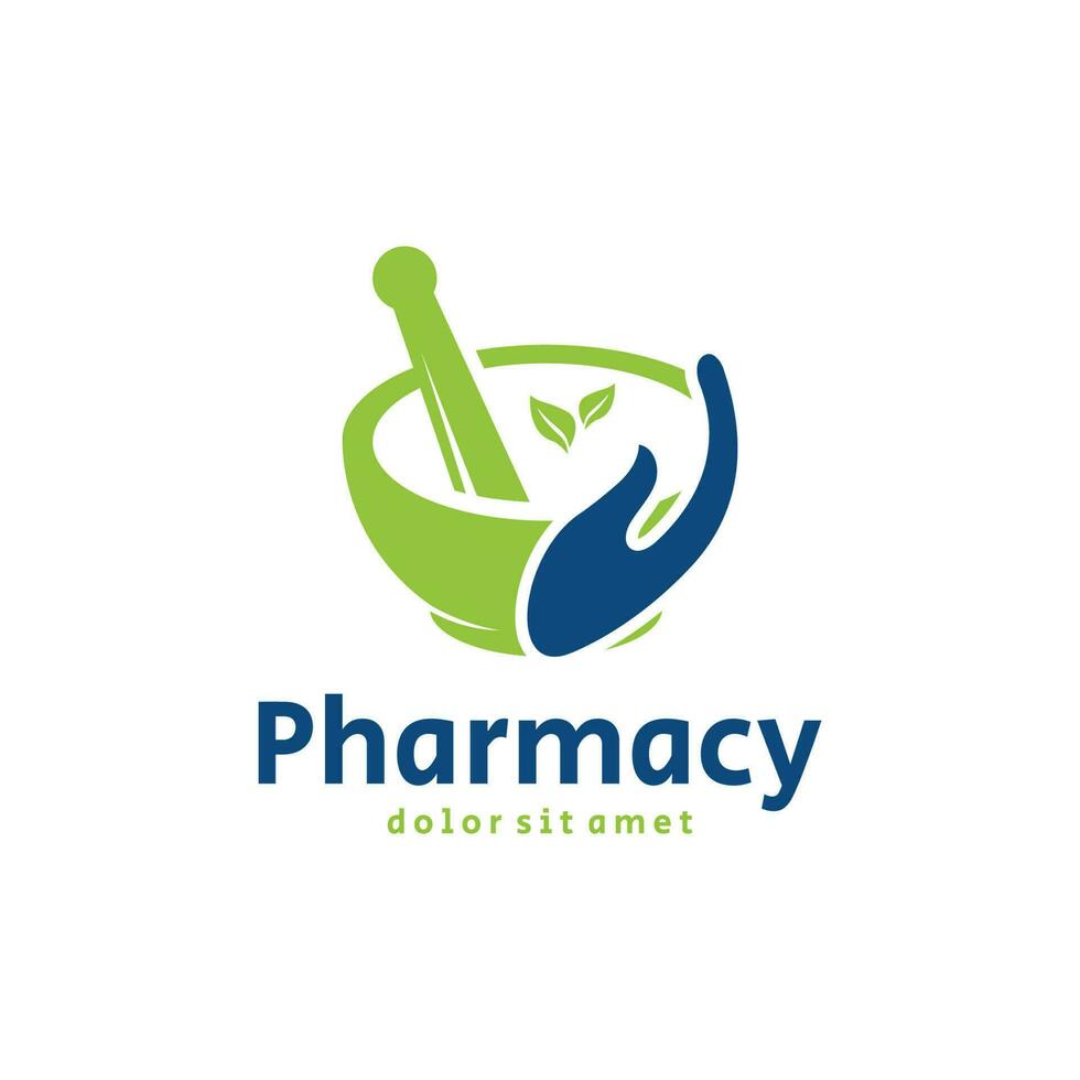 herbario farmacia logo modelo con vector concepto