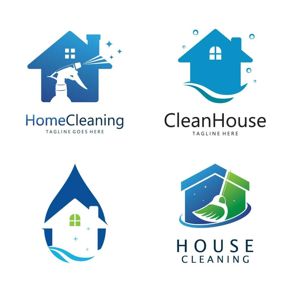 casa limpieza logo modelo vector ilustración