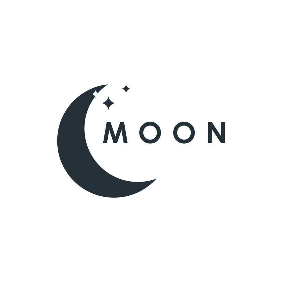 creciente Luna logo modelo en plano estilo vector