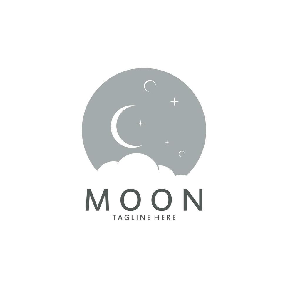 Crescent Moon Logo Template in Flat Style vector