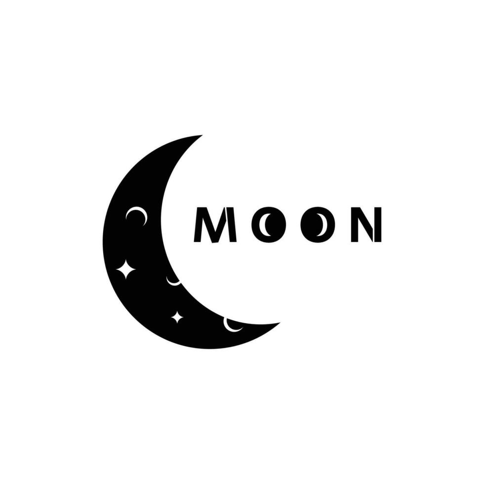 Crescent Moon Logo Template in Flat Style vector