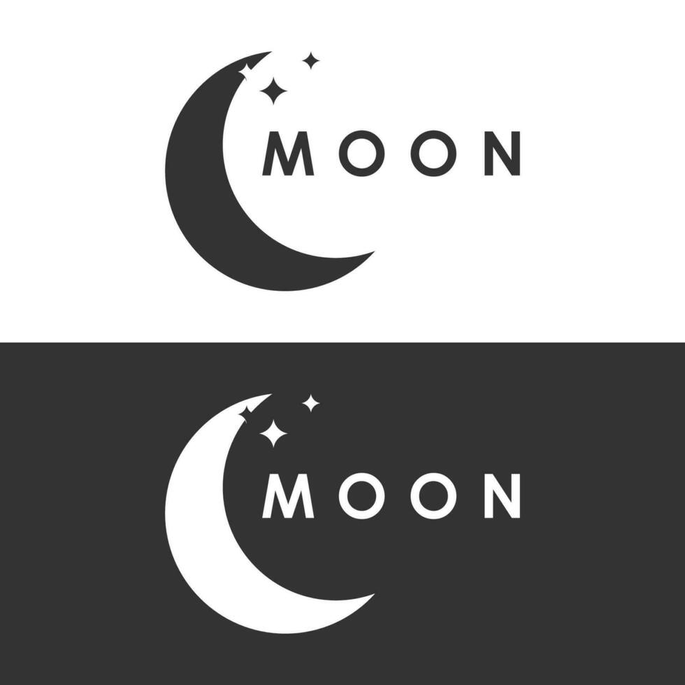 creciente Luna logo modelo en plano estilo vector