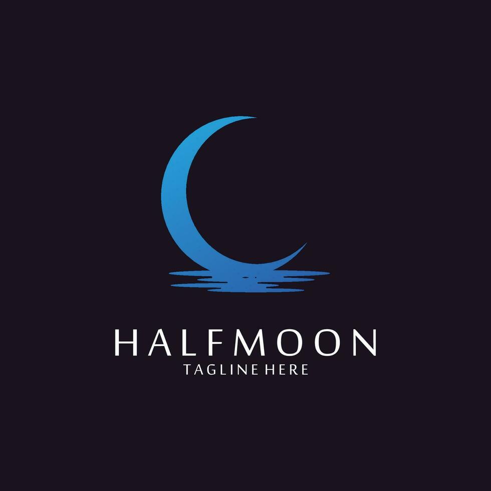 Crescent Moon Logo Template in Flat Style vector