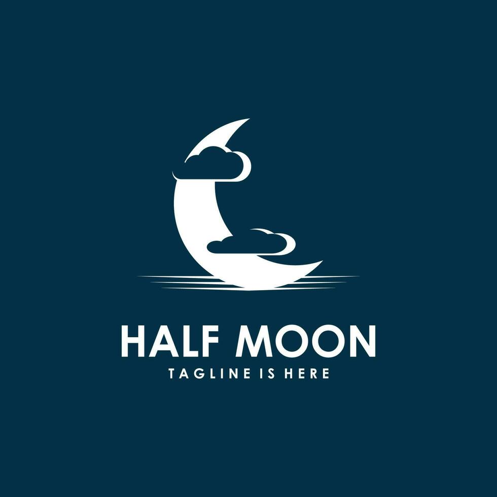 Crescent Moon Logo Template in Flat Style vector