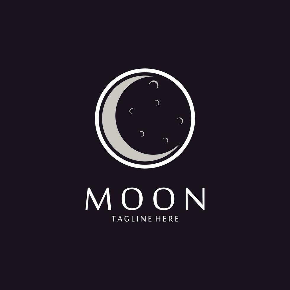 creciente Luna logo modelo en plano estilo vector