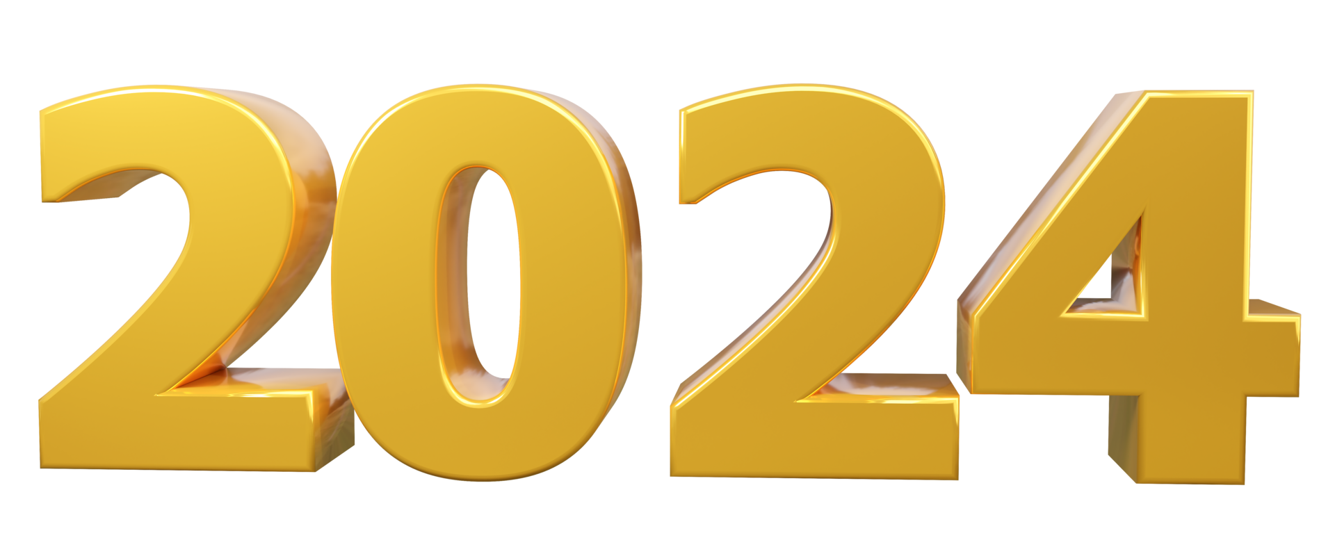 New Year 2024 illustrated in numbers isolated on background. Merry