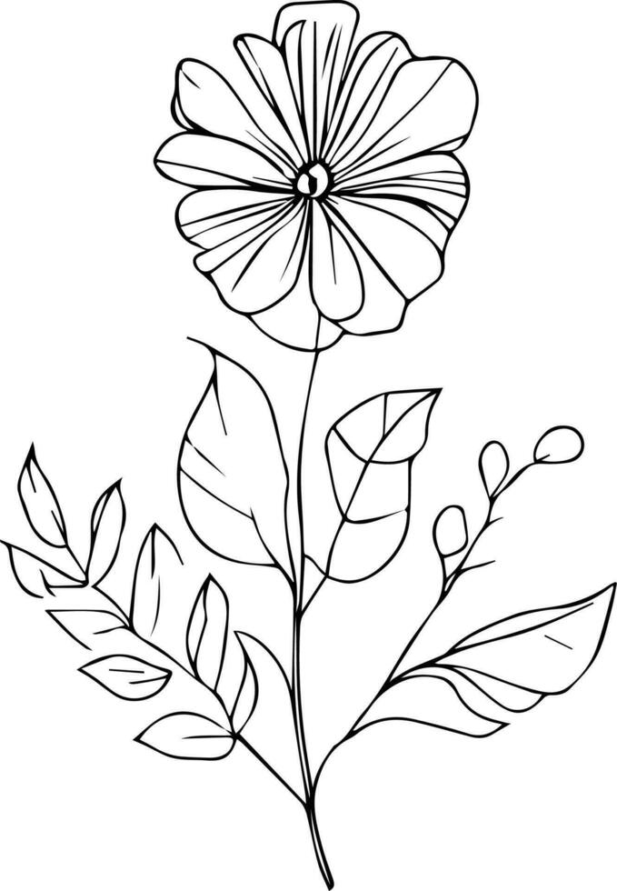 Wild flowers drawings, Wild flowers Set on the doodle art, coloring page vector sketch hand-drawn illustrations, and beautiful botanical element, Delicate Flowers Print. artistic flowers set.